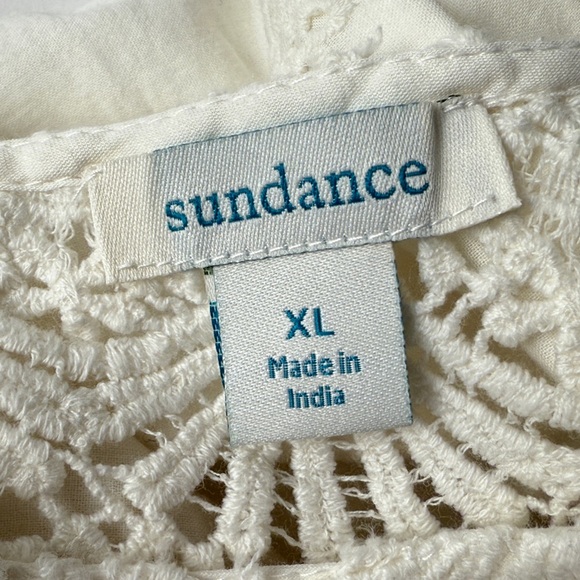 SUNDANCE Imperial Eyelet Dress Ivory Lace Shift Dress 100% Cotton Size XL BOHO - Picture 9 of 14